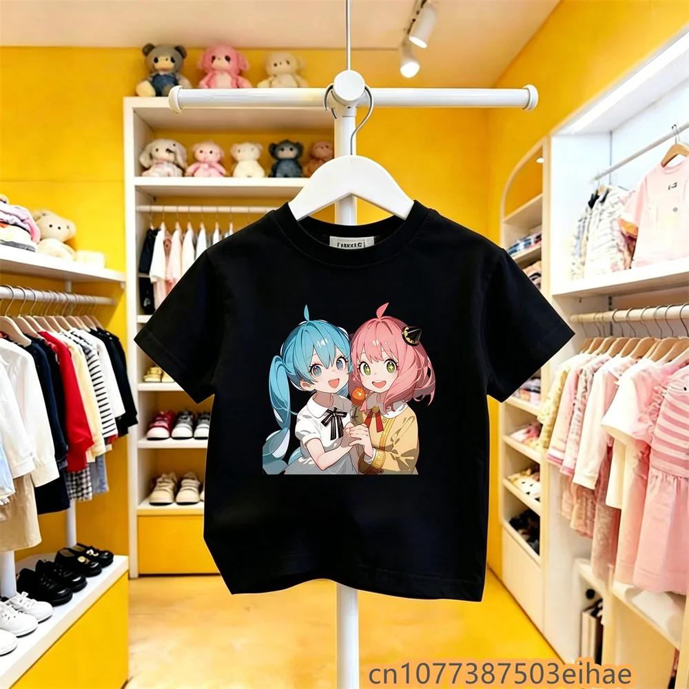 Hatsune Miku Collaborates on Future MIKU Line Style Short Sleeved Pure Cotton Printed New Casual Boy and Girl Clothing