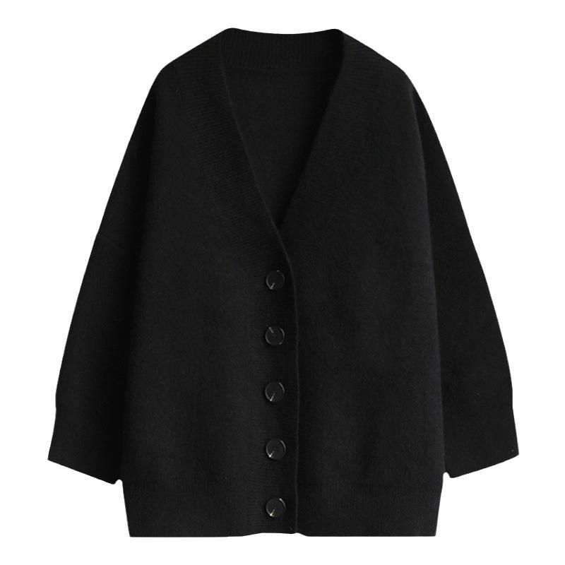 Retro Japanese Style Knit Cardigan for Women - 2024 Autumn/Winter Korean Loose Mid-Length Sweater Coat