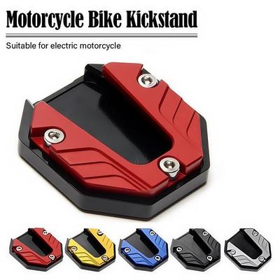 CNC Aluminum Alloy Motorcycle Bike Kickstand Extender Foot Side Stand Extension Pad Support Plate Anti-skid Enlarged Base
