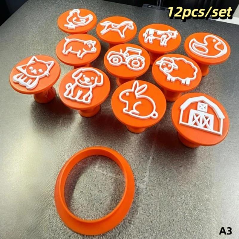 12pcs Clay Mold Set Animal Clay Stamp, For Soft Clay, Wax, Resin Crafts, Adaptable For Scrapbook, Card Making, Sealing Wax Stamp