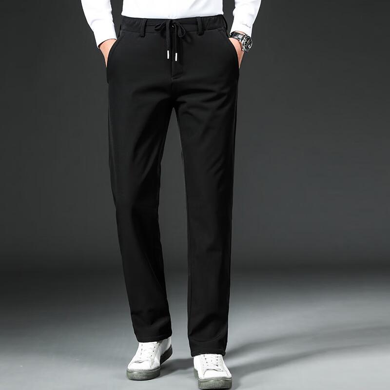 Fengxun Men's Autumn/Winter Lamb Wool Lined Straight Casual Sweatpants