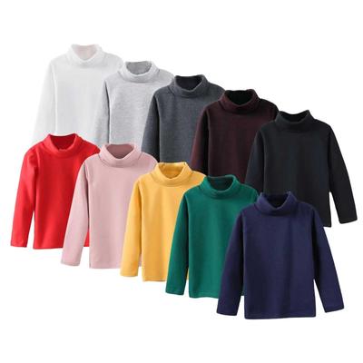 Girls Cute Tops Spring  High Neck Solid Long Sleeve Round Neck Top Party Birthday School Sweaters