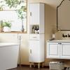Bathroom Column Cabinet, Narrow Storage Unit with 2 Doors, Drawer, Open Compartment, White