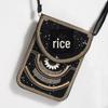 Bohemian Ethnic Shoulder Bag with Rice Beads, Shell Mobile Pocket, Floral PU Design, Women's Crossbody for Travel Photography.