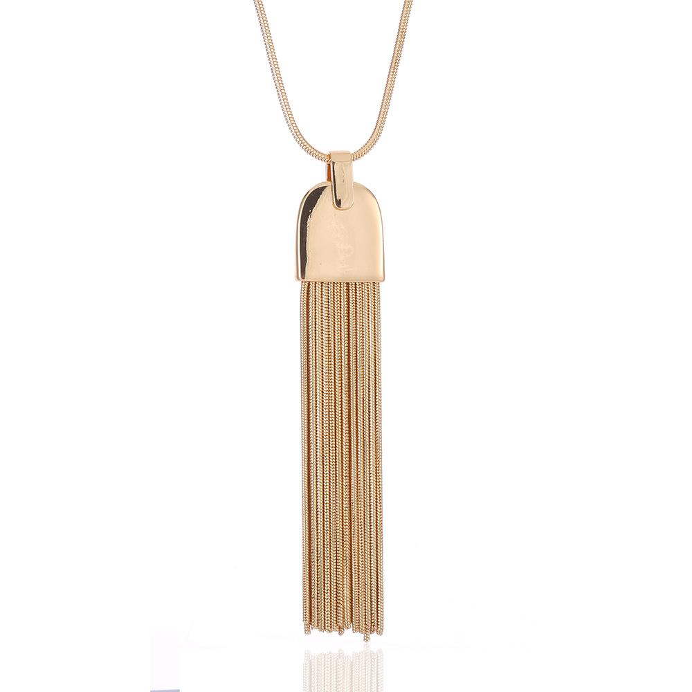 Colgante de Borla Kaseakia, Collar Largo de Estilo Sencillo para Mujer, Cadena para Suéter Accesorios de Joyería de Moda