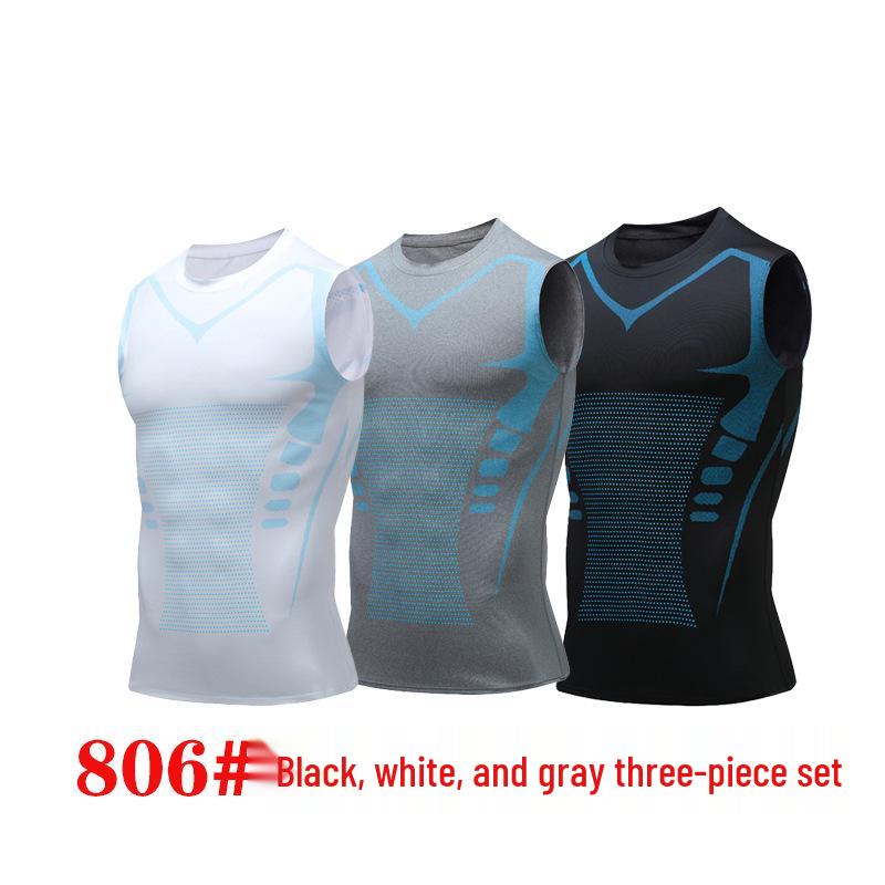 Men's Quick-Dry Fitness Sleeveless Set: Tight-Fit Wide-Shoulder Running & Basketball Training Vest & Shorts.