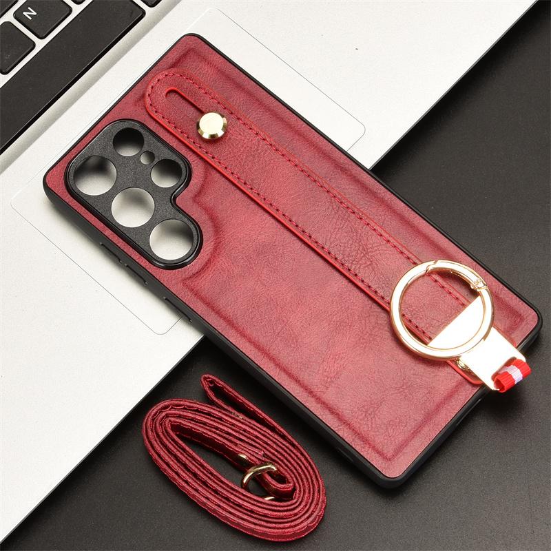 

Для Samsung S25 Ultra Модный ремешок для запястья, держатель для телефона, чехол для Samsung Galaxy S25 Ultra, кожаный чехол, устойчивый к падениям For Galaxy S25 Ultra