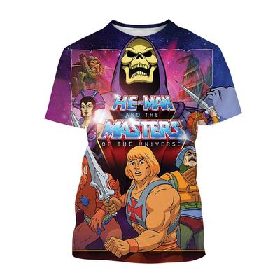 T-shirt à manches courtes imprimé 3D pour enfants, chemise Anime dessin animé, He-Man, Maître de l'Univers, décontracté,