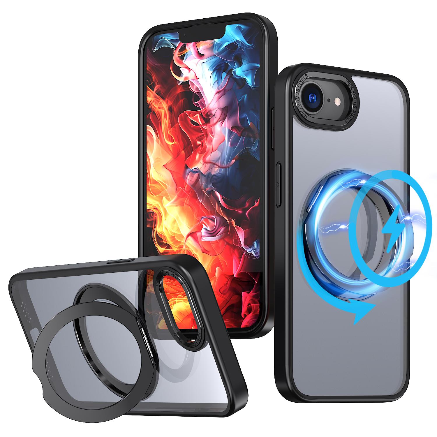 

For iPhone 16e Case Compatible with MagSafe TPU+Acrylic Kickstand Phone Cover Black