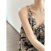Ink Print V-neck Halter Dress Summer Lazy Style Long Floral Dresses