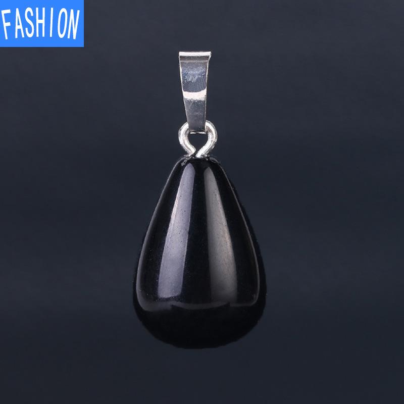 

Женский кулон с натуральным кристаллом, каплевидный кулон с половиной драгоценного камня, тигровый глаз, агат, лазурит, груша, ожерелье, кулон black onyx
