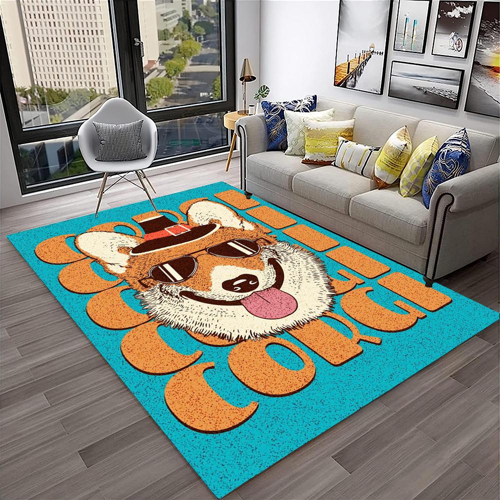 Süßer Hund Samojede, Chihuahua, Zwergspitz, Husky Cartoon Teppich für Zuhause Wohnzimmer Schlafzimmer Sofa Fußmatte Dekoration, Kinder Rutschfest