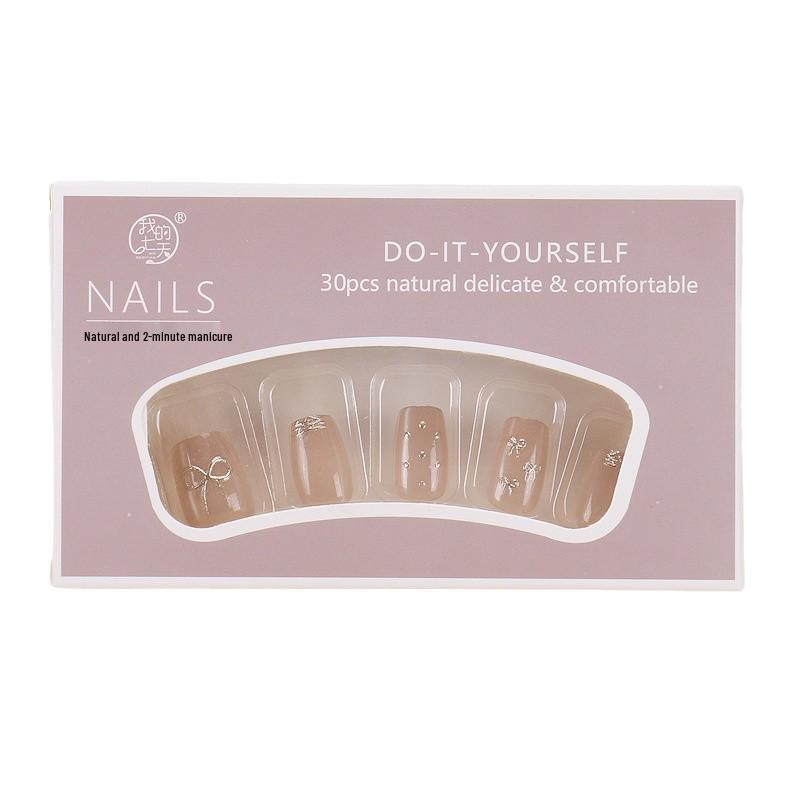 High-End Gilded Bowknot Cat Eye Wearable Nails: New Year Manicure Nail Tips