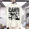 Rehacer Playboi Carti Estilo Retro Camiseta Blanca Manga Corta vtg Hombres Mujeres