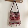 Ethnic Pattern Handheld Tote For Women With Special Fabric And Mobile Pocket For Street Fashion