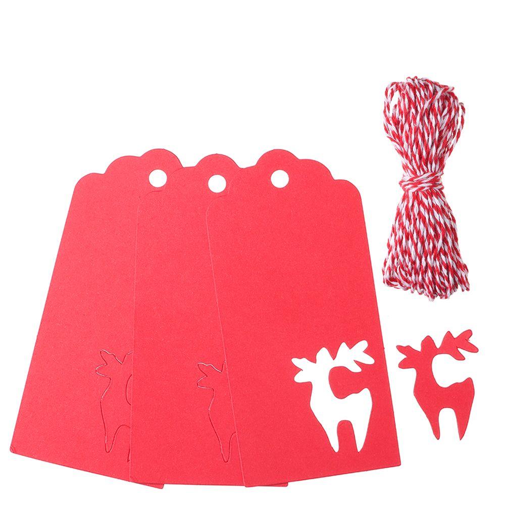 50pcs DIY Crafts Xmas Tree Hanging Christmas Card Label Kraft Paper Tags Thanks Tag Snowflake