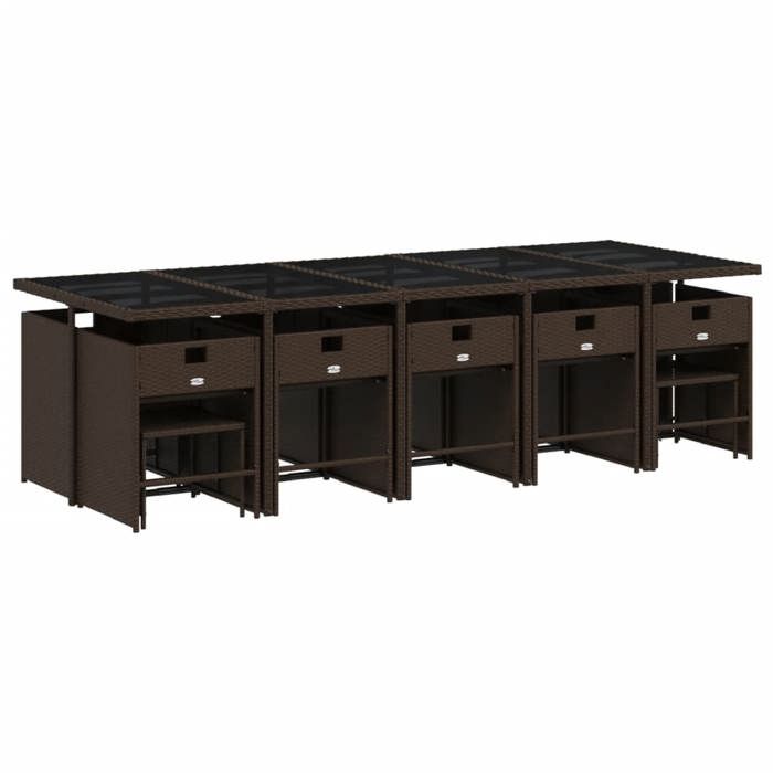 VidaXL 15-Piece Garden Dining Set with Cushions, Table and Folding Back Chairs, Outdoor Patio Furniture 3211173