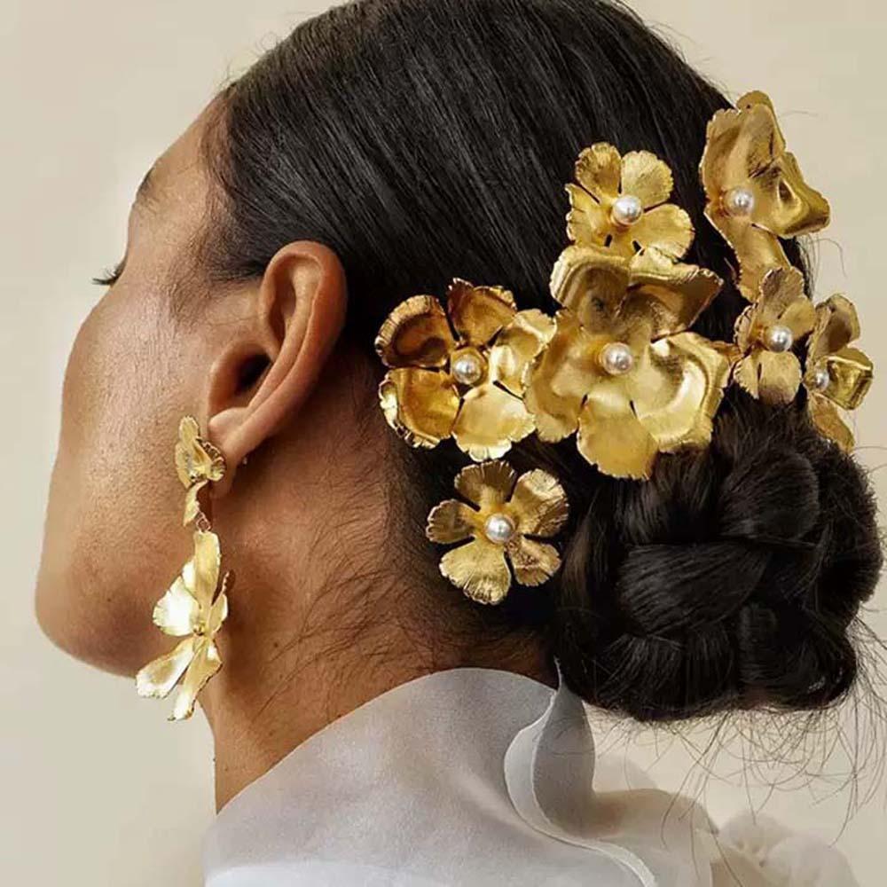 5pcs Elegant Pearl Side Clips Hairstyle Tools Wave Zinc Zinc Alloy Barrettes Bridesmaid
