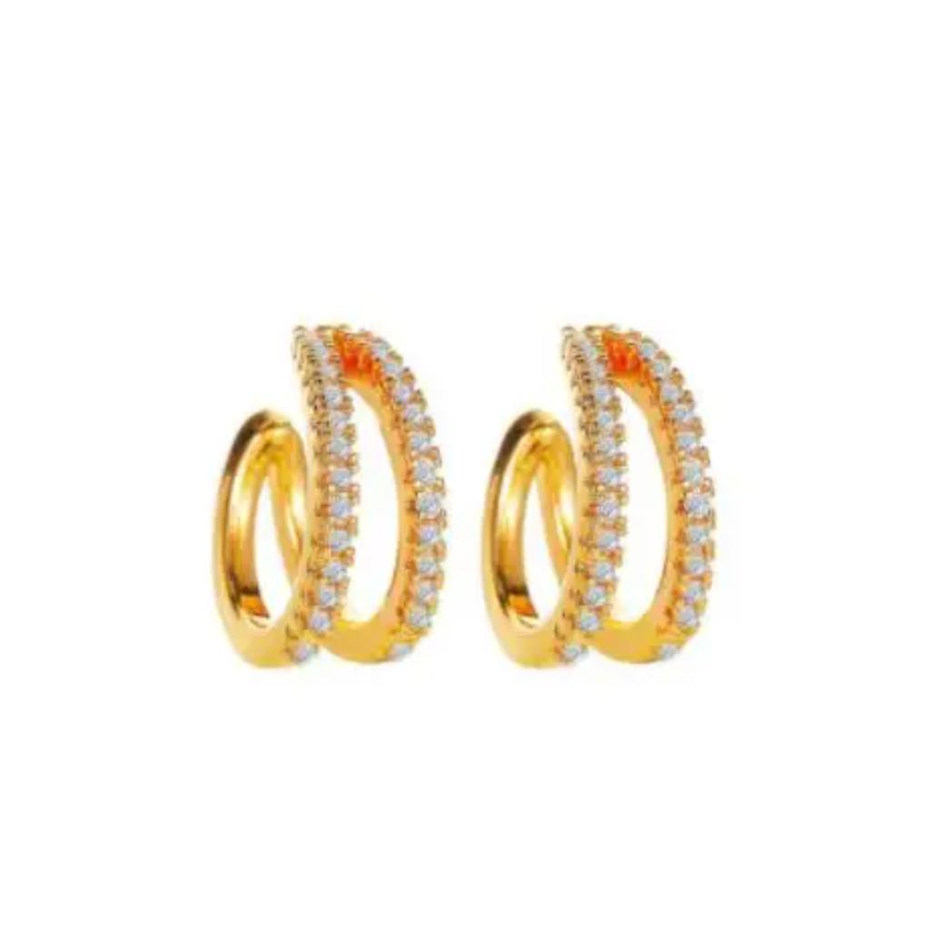 Design Stainless Steel Cubic Zirconia Hoop Earrings For Women Gold Color Pendant Cartilage Piercing Earring Unusual Jewelry