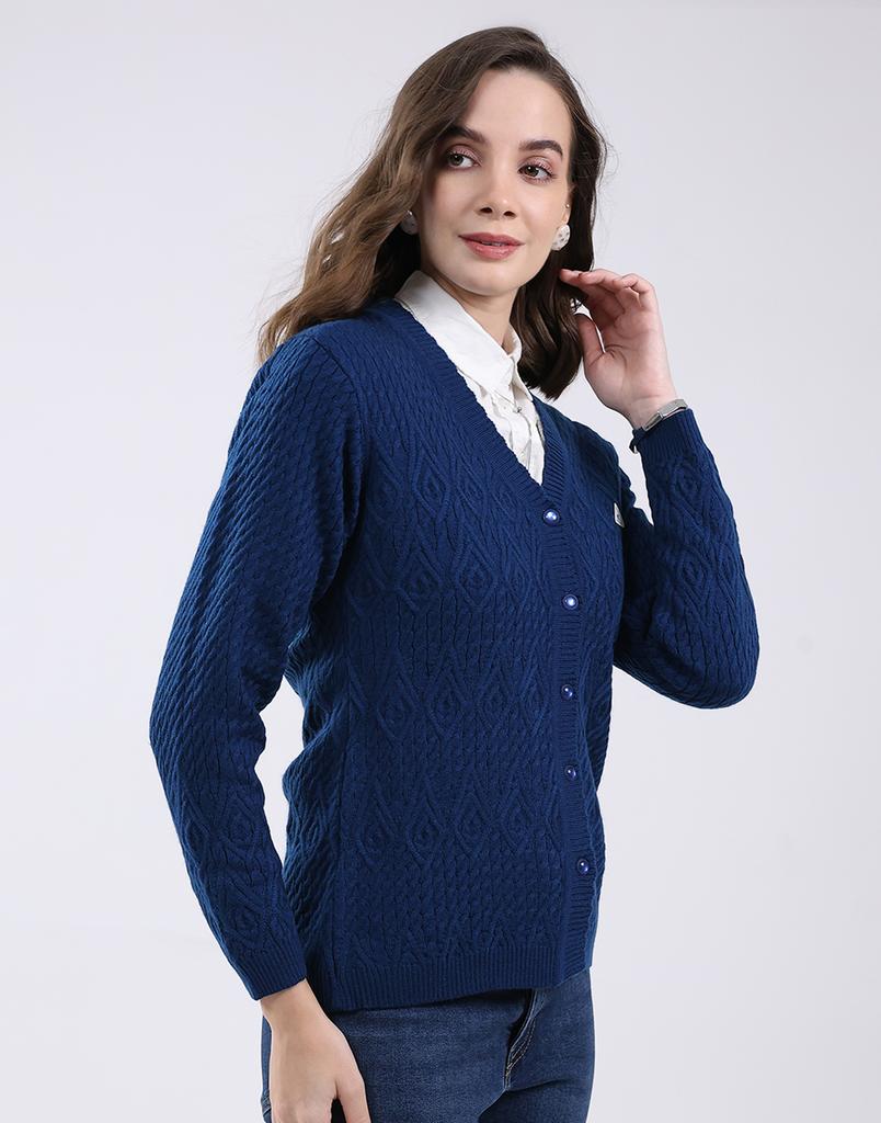MONTE CARLO Women's V Neck Full Sleeve Cardigan