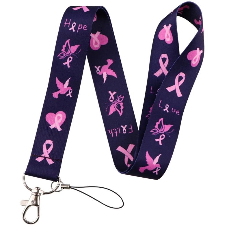 2pcs Support Phone Holder Ribbon Lanyard Neck Strap Quick Release Buckle for Keys and Phones Awareness Accessories
