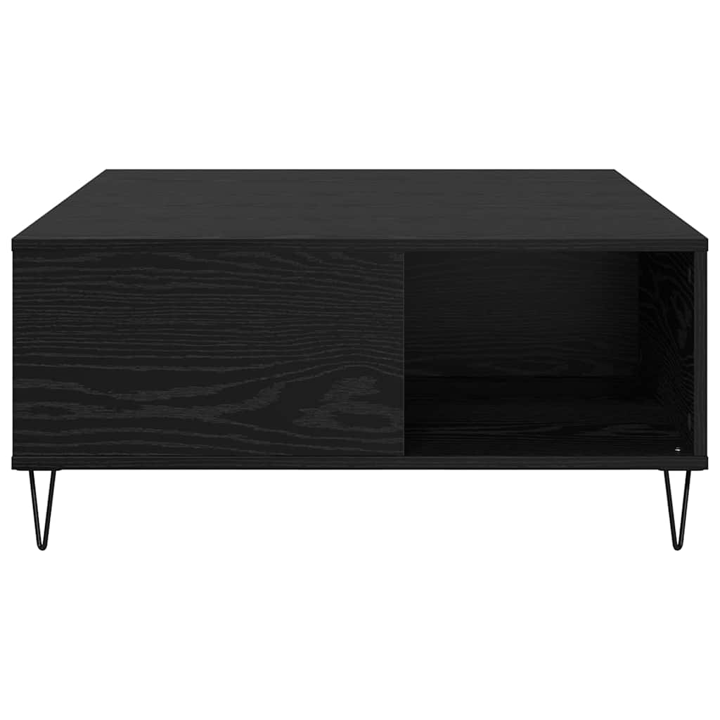 Coffee Table Black Oak Look 80 X 80 X 36.5 Cm Engineered Wood