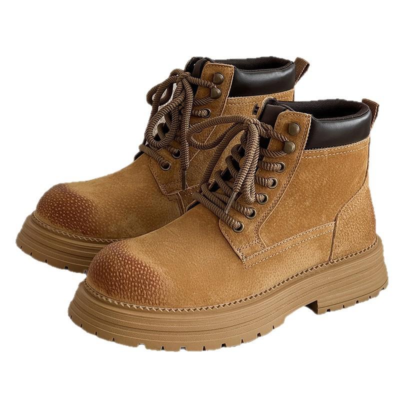 Martin boots new mid-top leather boots thick-soled heightening desert high-top casual rhubarb boots