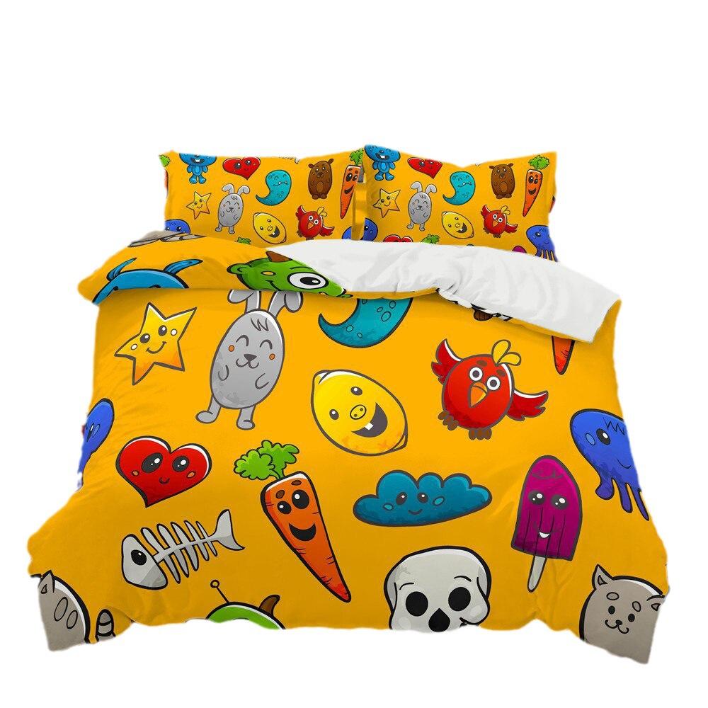 Three-Piece Graffiti Digital Printing Polyester Children'S Bedding Home Textile
