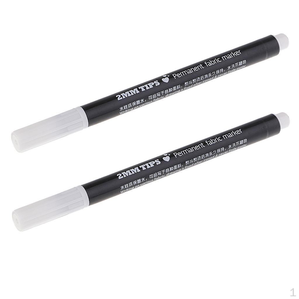 

2 штуки 2 мм Перманентный маркер для ткани для футболок Ручка для одежды Белый