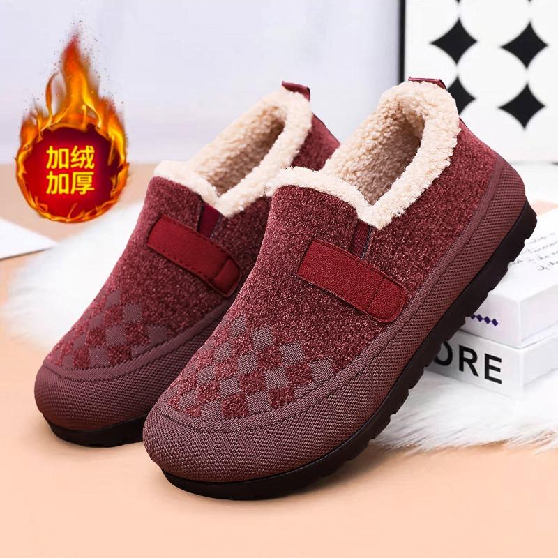 Shoes women's cotton shoes velvet middle-aged mother shoes cold-proof and warm women's short boots one-pedal snow boots versatile cotton boots