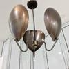 3 Light Curved Shades Modern Pendant Mid Century Antique Patina Chandelier Light Fixture