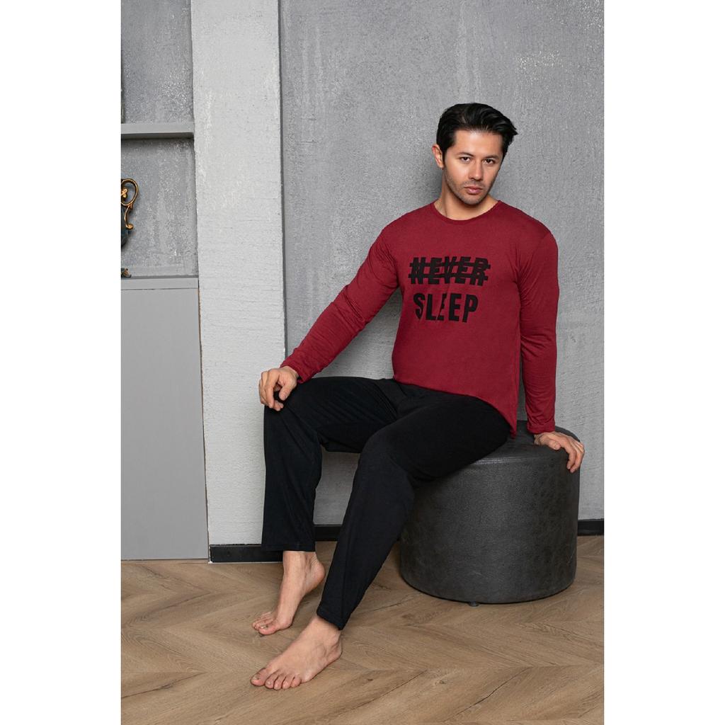 Meeste Coton Puuvillane Pikkade Varrukatega Pidžaamakomplekt Hooajaline Toode