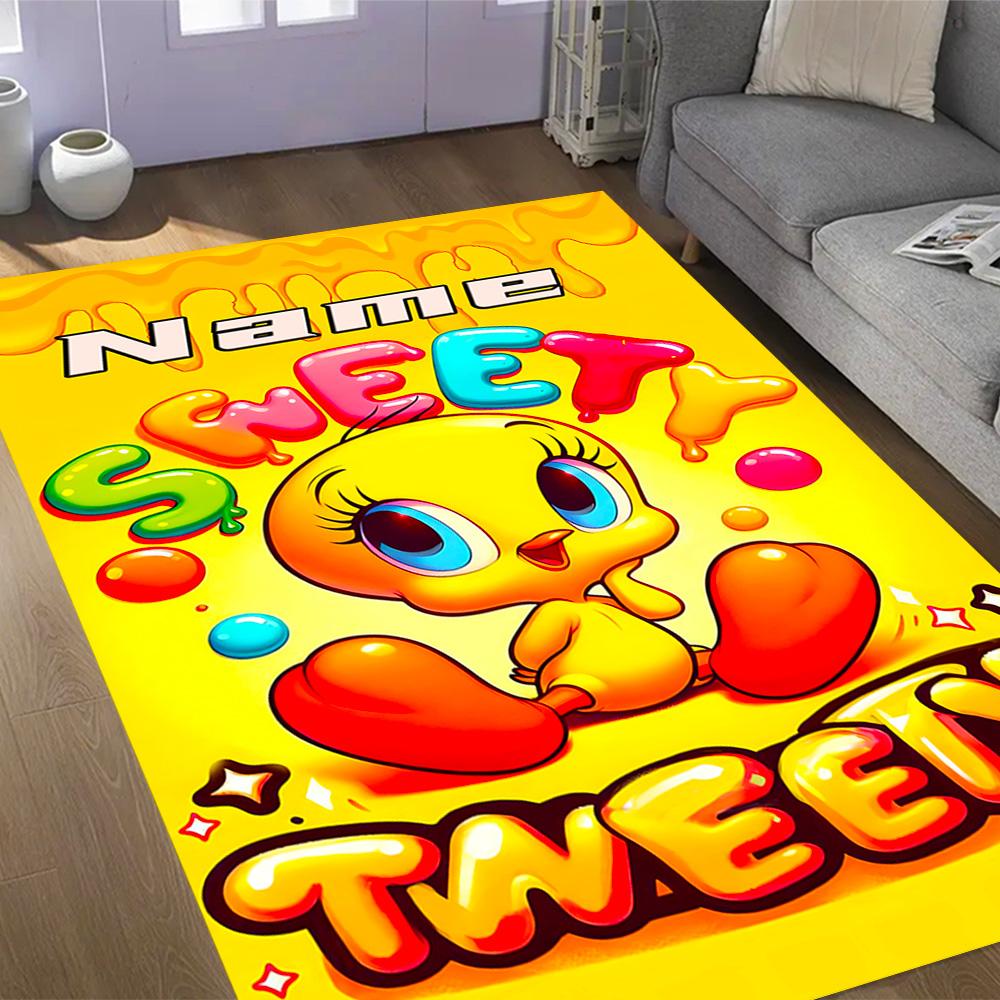 Looney Sweet Tweet Adventure Customizable Name Floor Rug Office Rug Perfect for Playrooms Outdoor Living Rooms Dormitory Antislip Carpet Decorate Offi