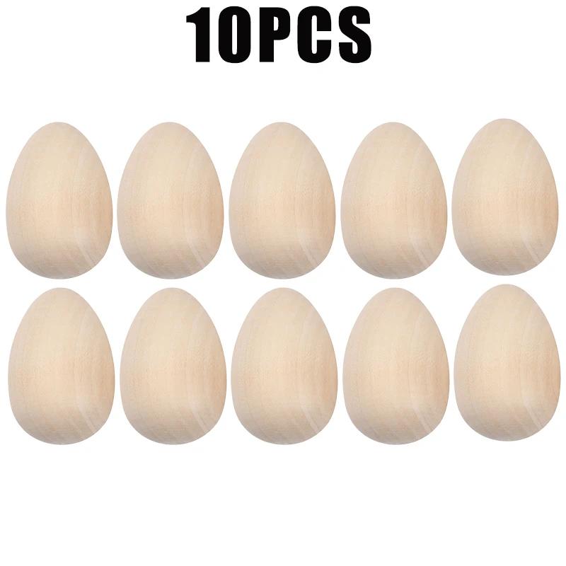 Realistic Wooden Easter Eggs DIY Graffiti Simulated Egg Handmade Holiday Decor Craft for Home Festival Design