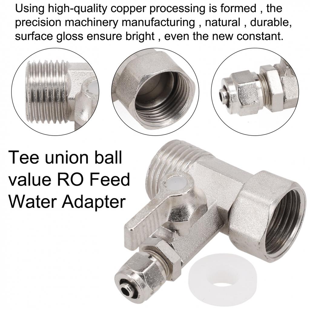 RO Feed Water Adapter 1/2\ To 1/4\\ With Shut-off Ball Valve Tap Tee B New