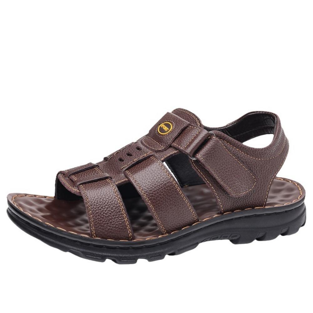 Leather Sandals for Men Summer Comfortable Slip On Anti Slip Breathable Soft Sole Casual Sandals