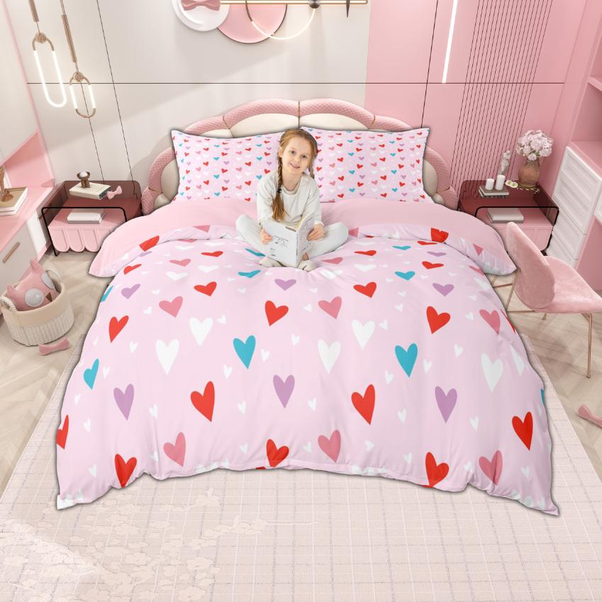 Homewish Colorful Floral Duvet Cover Set For Girls 2Pcs/3Pcs Cute Daisy Strawberry Bedding Cherry Flower Checkered Bed Set