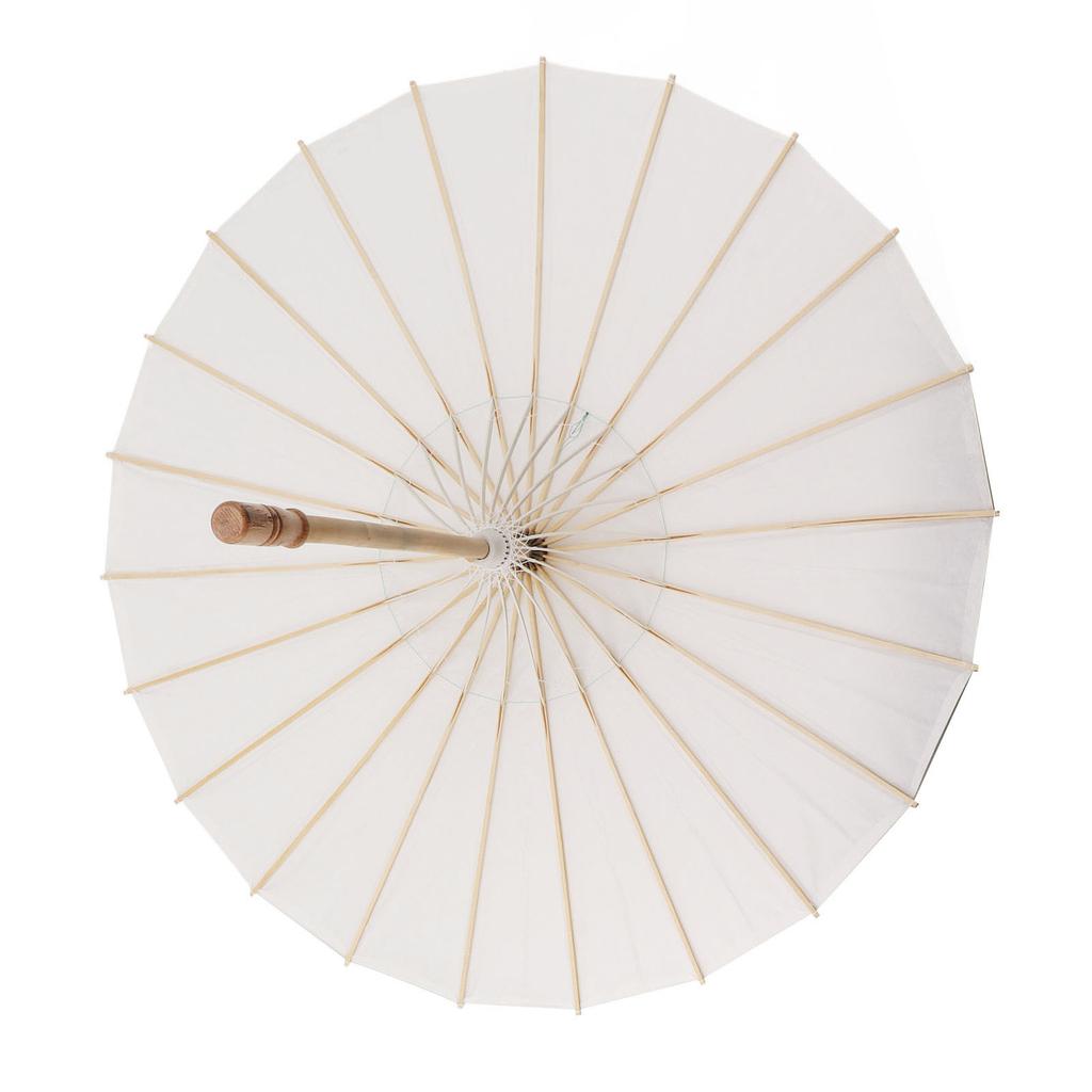 Papirparasoll for barn, bambus og papir i kinesisk stil, elegante hvite DIY-papirparaplyer for dekorasjon