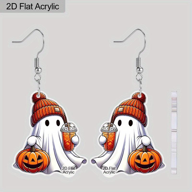 

2D Плоские Акриловые Серьги на Хэллоуин Украшение Милый Подвеска с Рисунком Тыквы Призрака Ювелирные Изделия Женский Праздничный Подарок