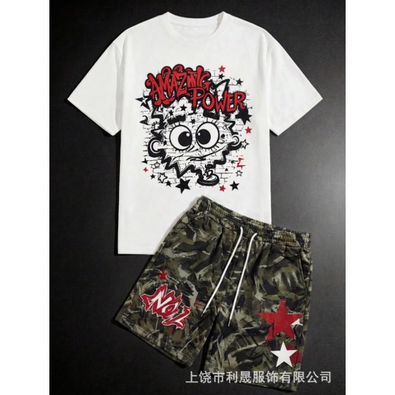 2026 Mens Womens Casual Short Sleeve Shorts Set - American Streetwear Style Lightweight Breathable Sport Outfit