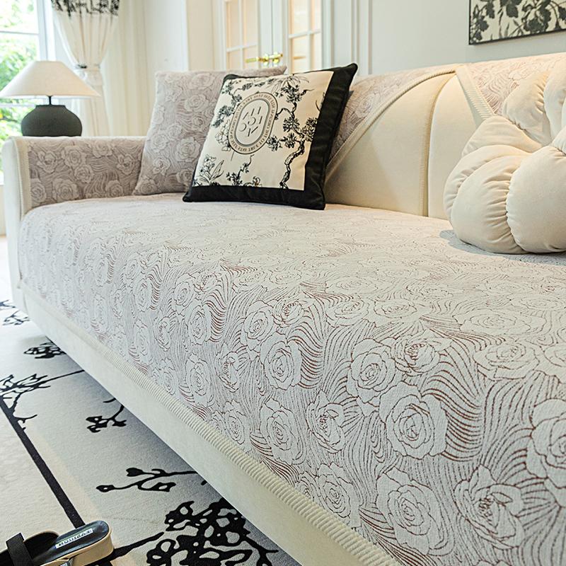 

Подушка для дивана из синели с цветочным узором, Нескользящий чехол для дивана для гостиной, универсальная подушка для дивана на четыре сезона, современное украшение для дома 70x70