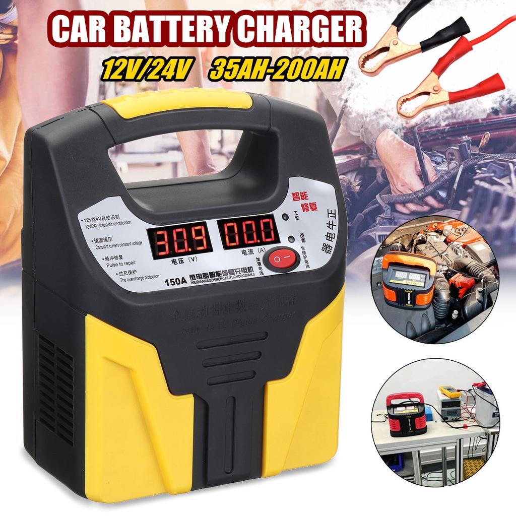 360W 15A 12V/24V 35AH200AH LCD Car Emergency Battery Charger Jump