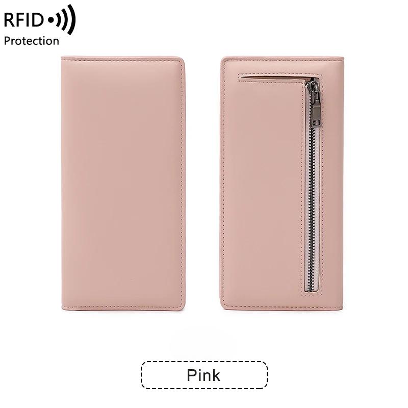 Minimalistyczny Ultracienki Portfel Damski Długi RFID PU Podwójnie Składany Portfel Wielofunkcyjny Woreczek na Monety Karty Kredytowe Torba Ręczna