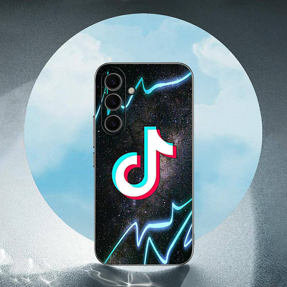 TikTok Musical Logo For Samsung Galaxy S25 S24 S23 Ultra S22 S21 Plus S20 Black Soft Silicone Protective Case
