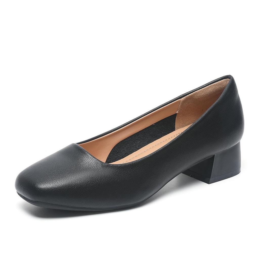Comfortabele Zwarte Schoenen met Middelhoge Hak voor Professionele Vrouwen, Geschikt voor Stewardessen en Sollicitaties