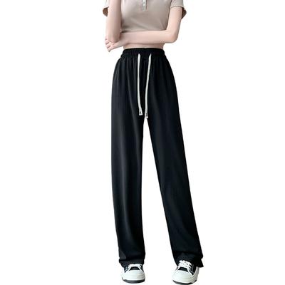 Lazy Fu Yamamoto Pants for Women In Spring and Summer New High-waisted Small Acetate Straight-leg Pants Lazy Wind Ice Silk Wide-leg Pants