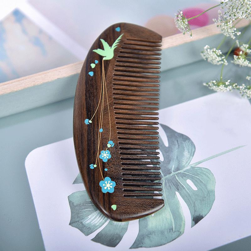 Tan Mujiang Solid Wood Anti-static Comb Gift Set
