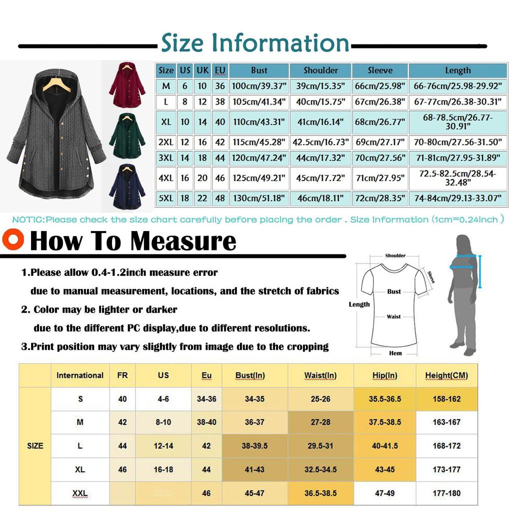 Women Plus Size Casual Button Pockets High Low Long Sleeve Hooded Coat