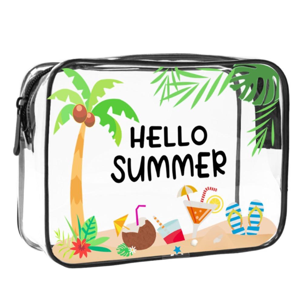 Trendy Large Capacity Makeup Bag Visible Beach Theme Storage Bag Lightweight Portable Travel Organizer for Women