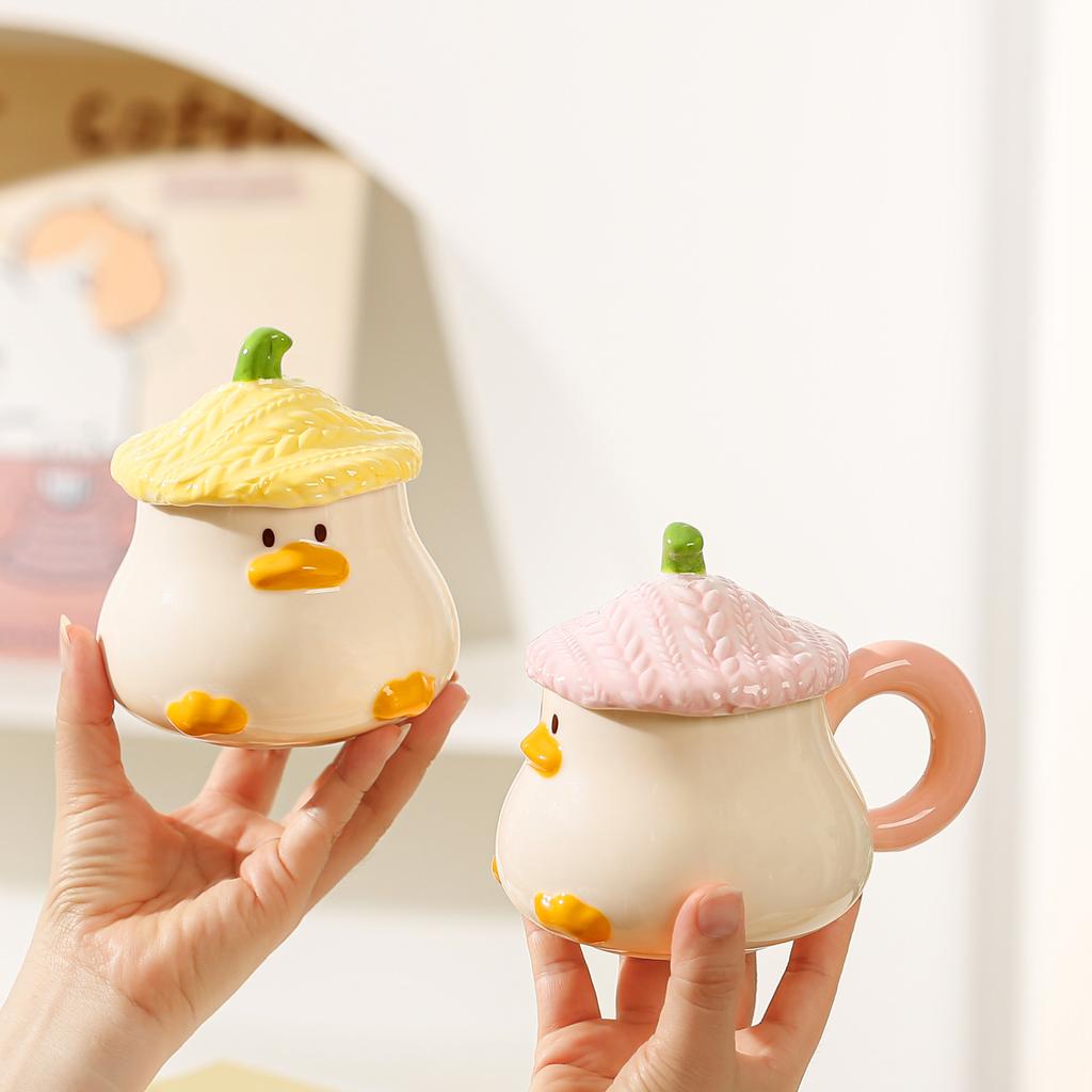 400ML kreslený keramický hrnek kreativní kachna káva mléko čaj voda hrnek zábavný stylizovaný dětský snídaňový hrnek domácí nádobí